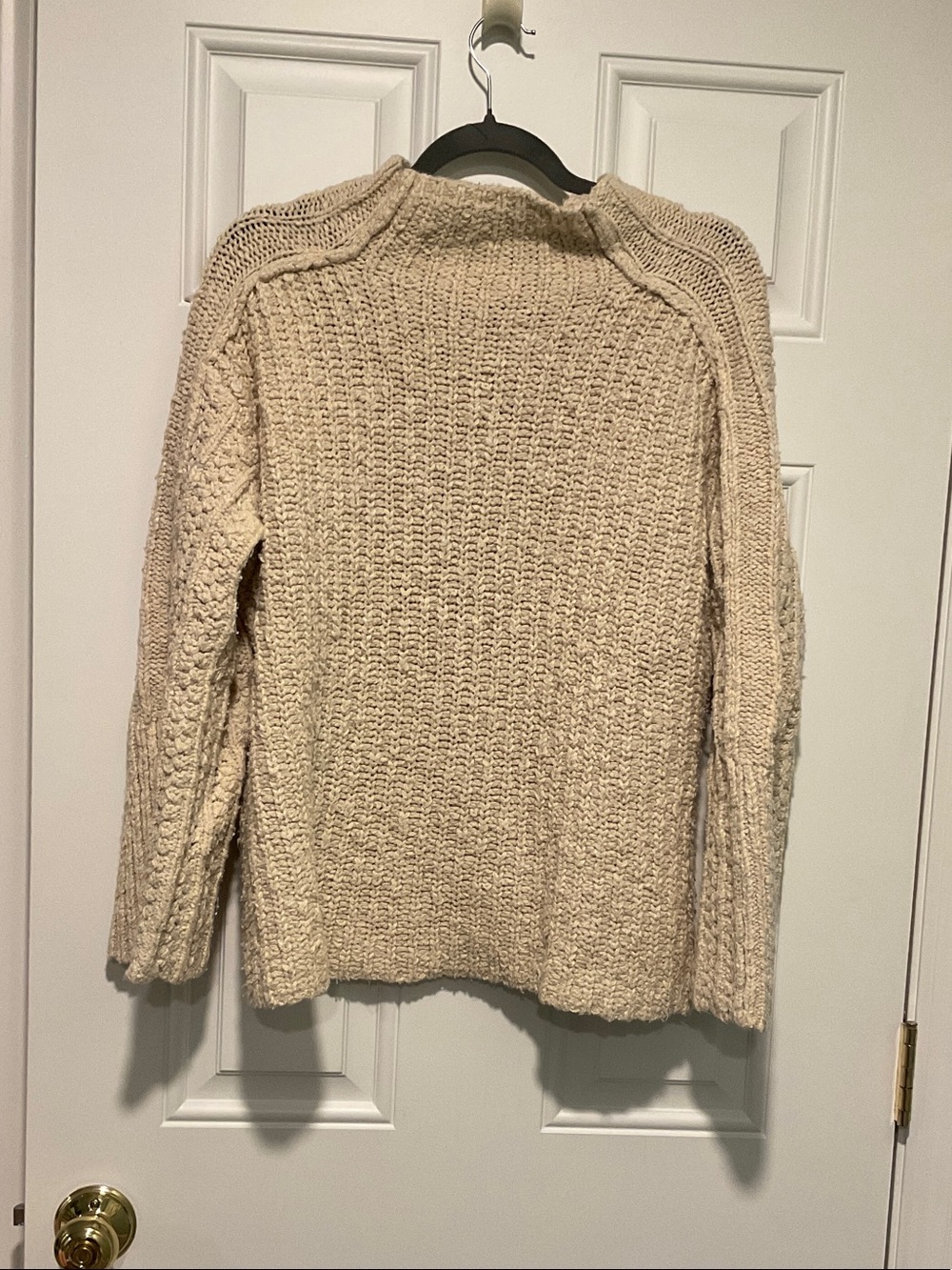 Free People Oatmeal Cable-Knit Crewneck Sweater